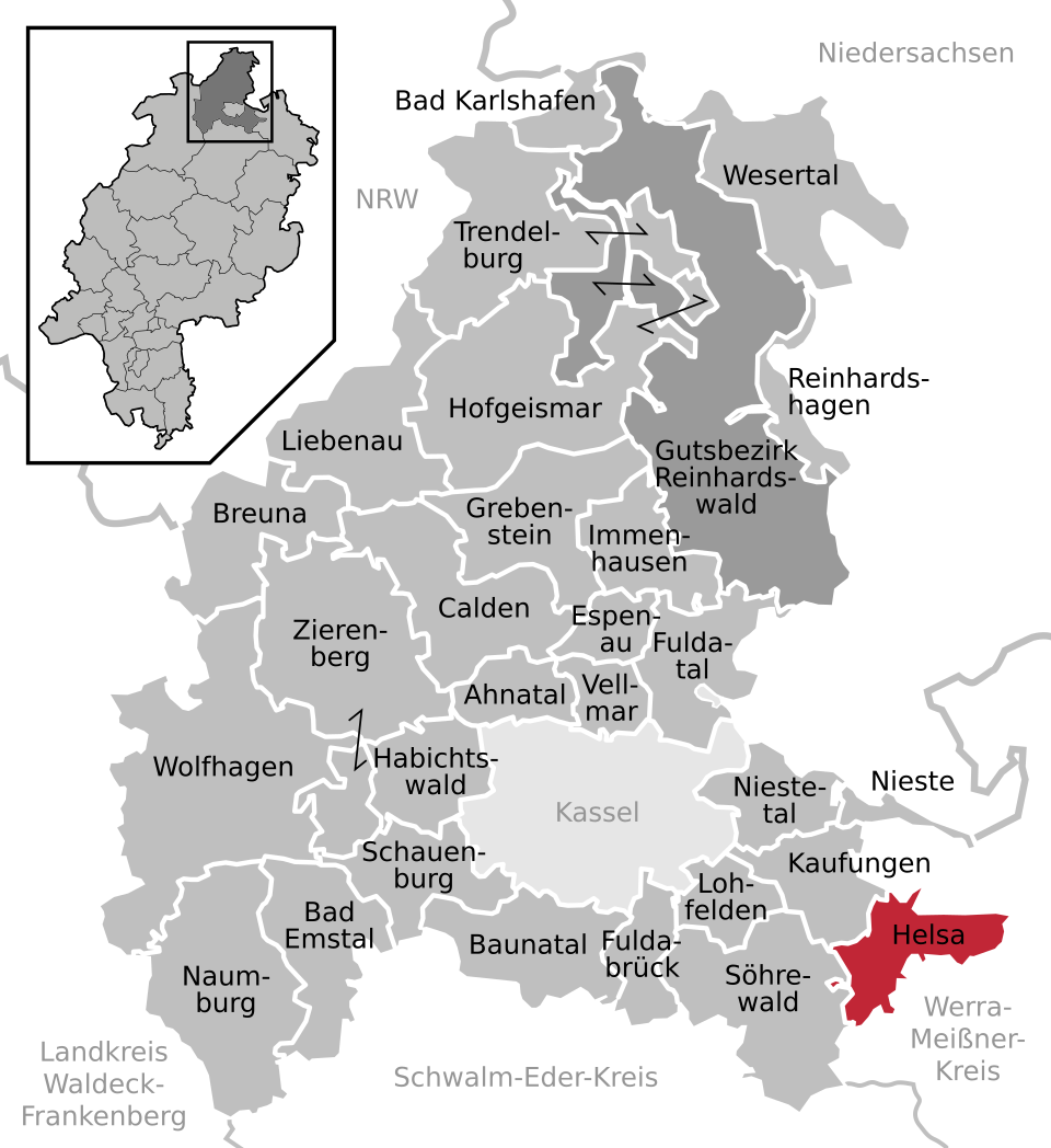Helsa, mountain village in Germany