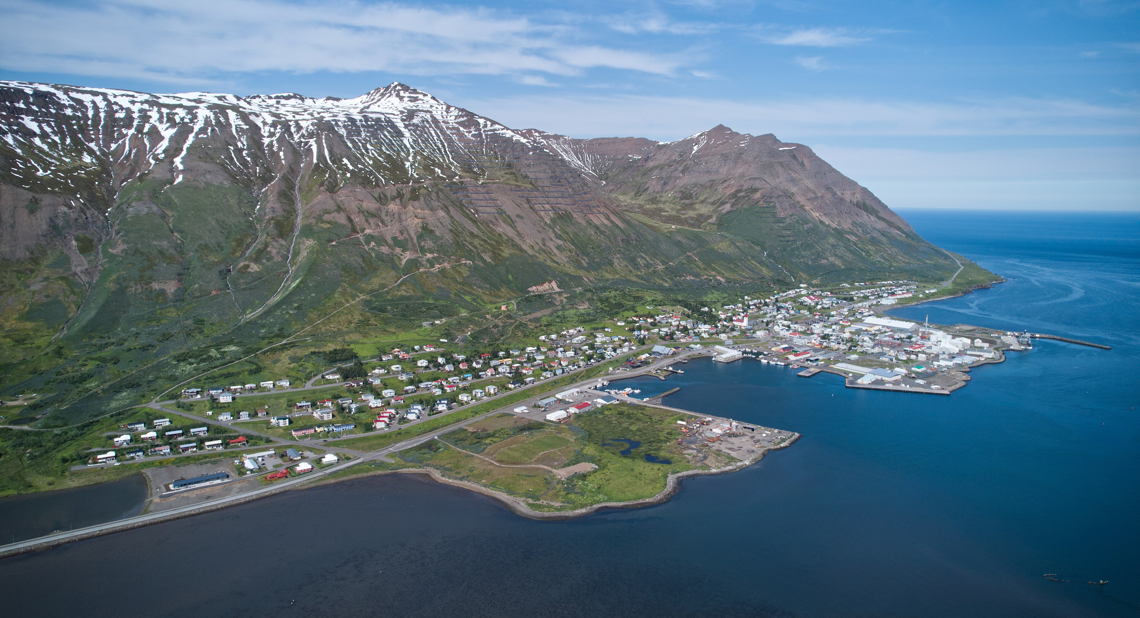 Siglufjordur, mountain village in Iceland