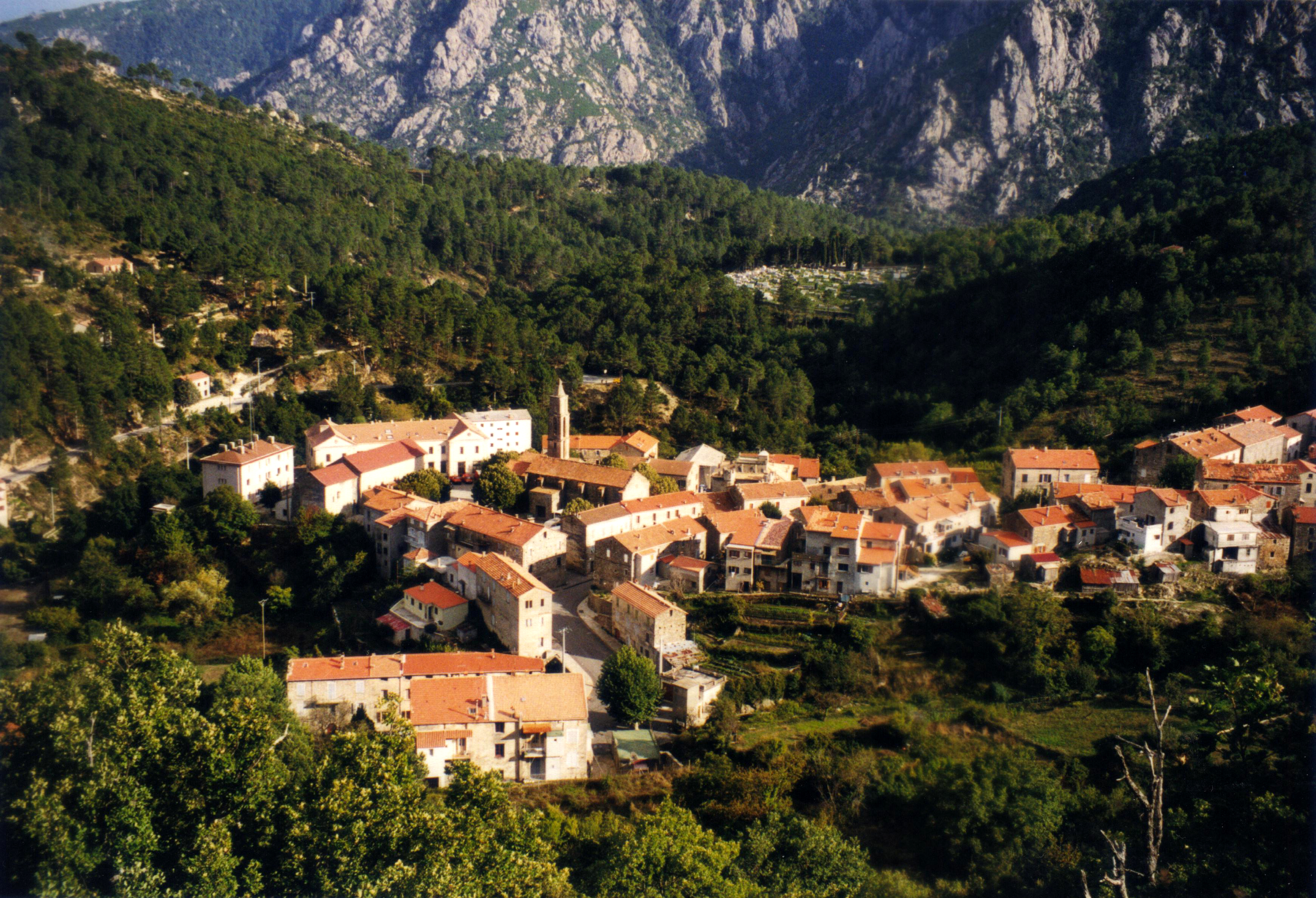 Ghisoni, mountain village in France